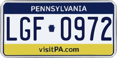 PA license plate LGF0972