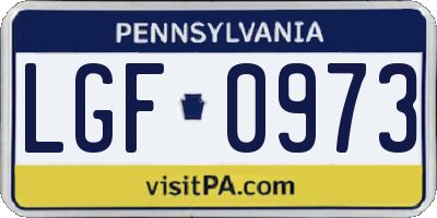 PA license plate LGF0973