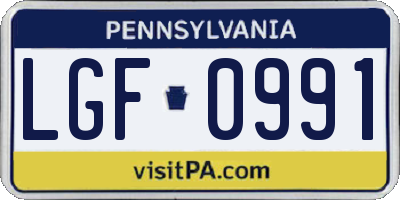 PA license plate LGF0991