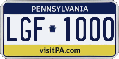 PA license plate LGF1000