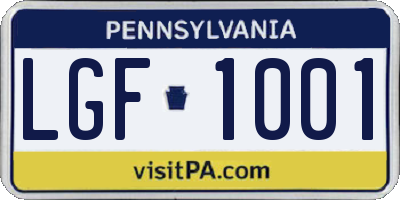 PA license plate LGF1001