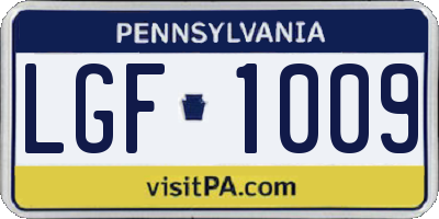 PA license plate LGF1009