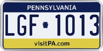 PA license plate LGF1013