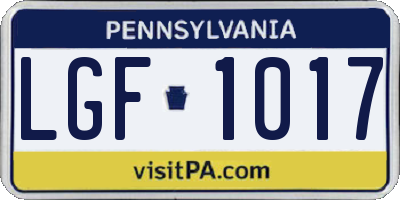 PA license plate LGF1017