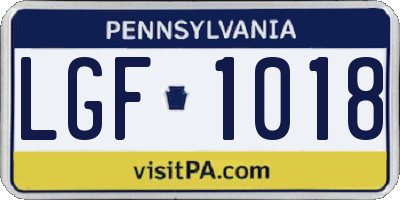 PA license plate LGF1018