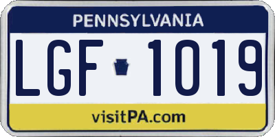 PA license plate LGF1019