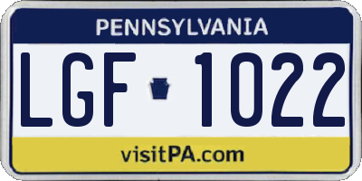 PA license plate LGF1022