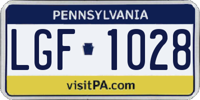 PA license plate LGF1028