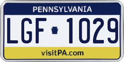 PA license plate LGF1029