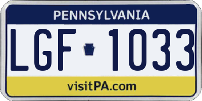PA license plate LGF1033