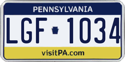 PA license plate LGF1034