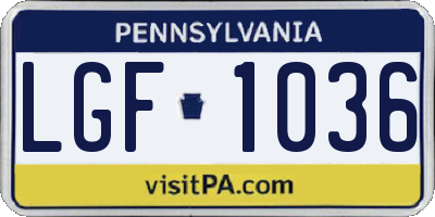 PA license plate LGF1036