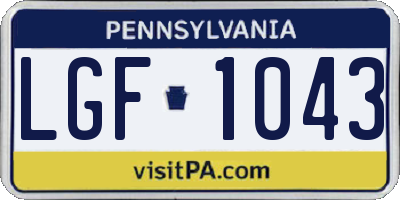 PA license plate LGF1043