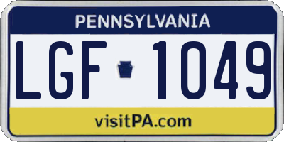 PA license plate LGF1049