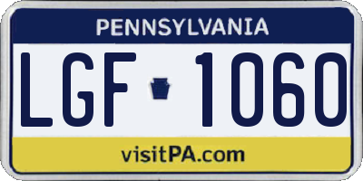 PA license plate LGF1060