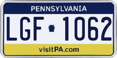 PA license plate LGF1062
