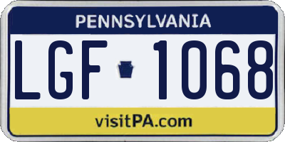 PA license plate LGF1068