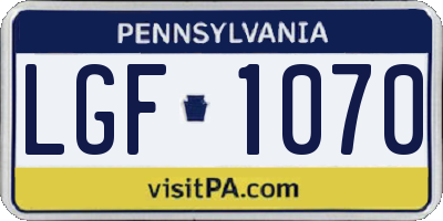 PA license plate LGF1070