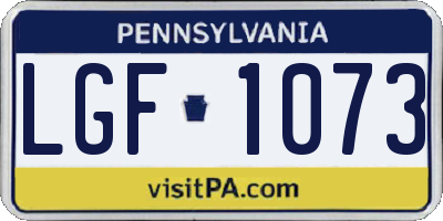 PA license plate LGF1073