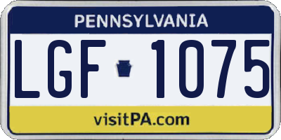 PA license plate LGF1075