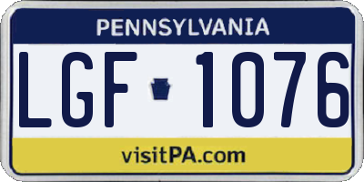 PA license plate LGF1076