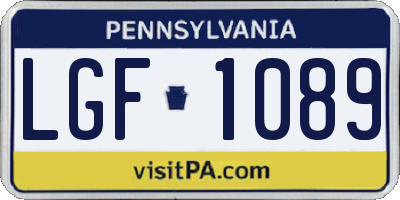 PA license plate LGF1089