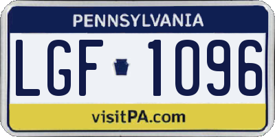 PA license plate LGF1096