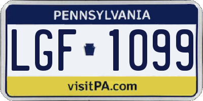 PA license plate LGF1099