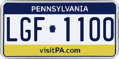 PA license plate LGF1100
