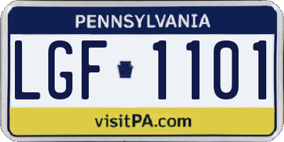 PA license plate LGF1101
