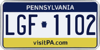 PA license plate LGF1102