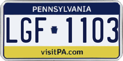 PA license plate LGF1103