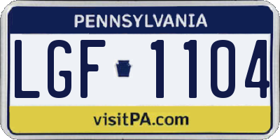 PA license plate LGF1104
