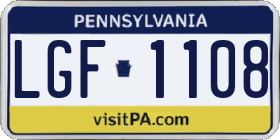 PA license plate LGF1108
