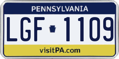 PA license plate LGF1109