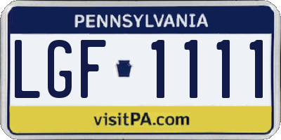 PA license plate LGF1111