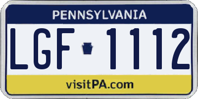 PA license plate LGF1112