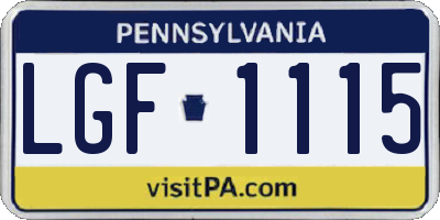 PA license plate LGF1115
