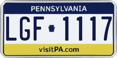 PA license plate LGF1117