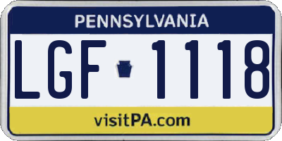 PA license plate LGF1118