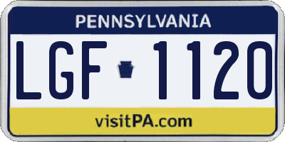 PA license plate LGF1120