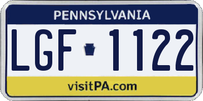 PA license plate LGF1122