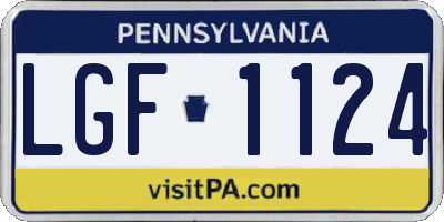 PA license plate LGF1124