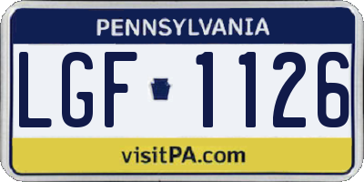 PA license plate LGF1126