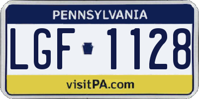 PA license plate LGF1128