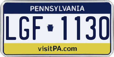 PA license plate LGF1130