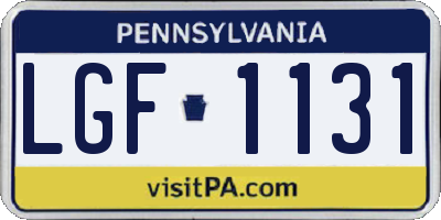 PA license plate LGF1131