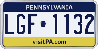 PA license plate LGF1132