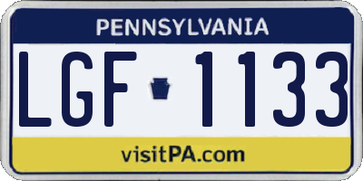 PA license plate LGF1133