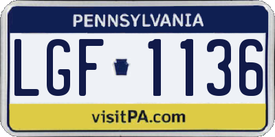 PA license plate LGF1136